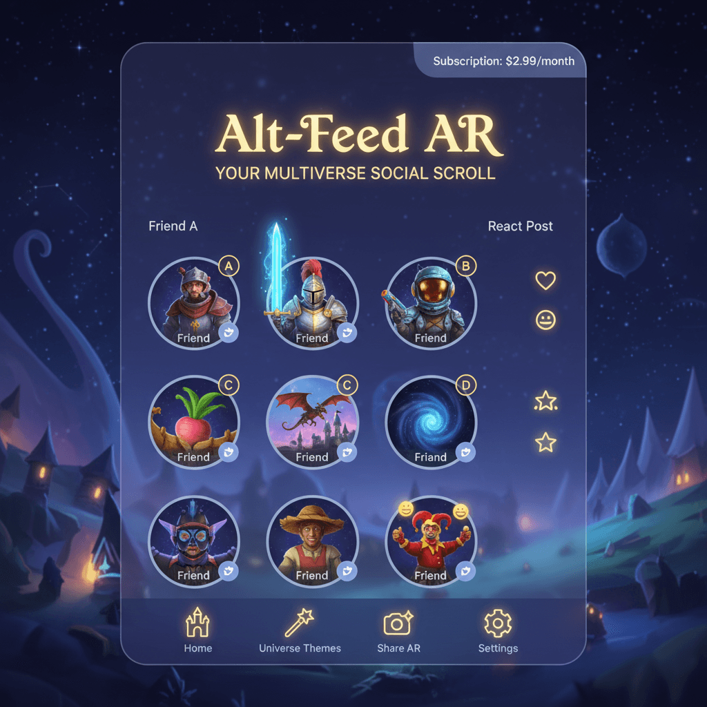 Alt-Feed AR: Your Multiverse Social Scroll main interface